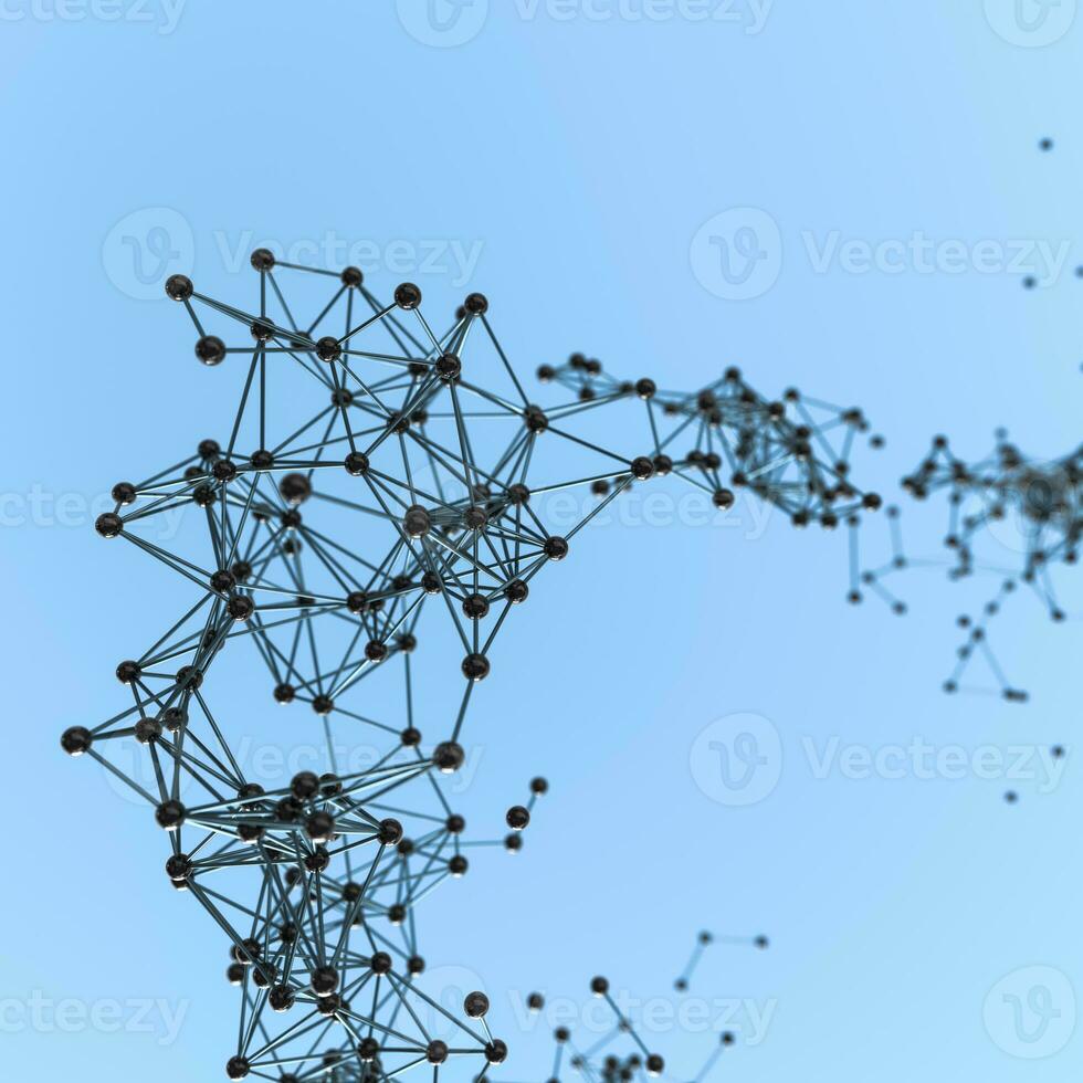 Gene lines and nodes, biological gene structure, 3d rendering. photo