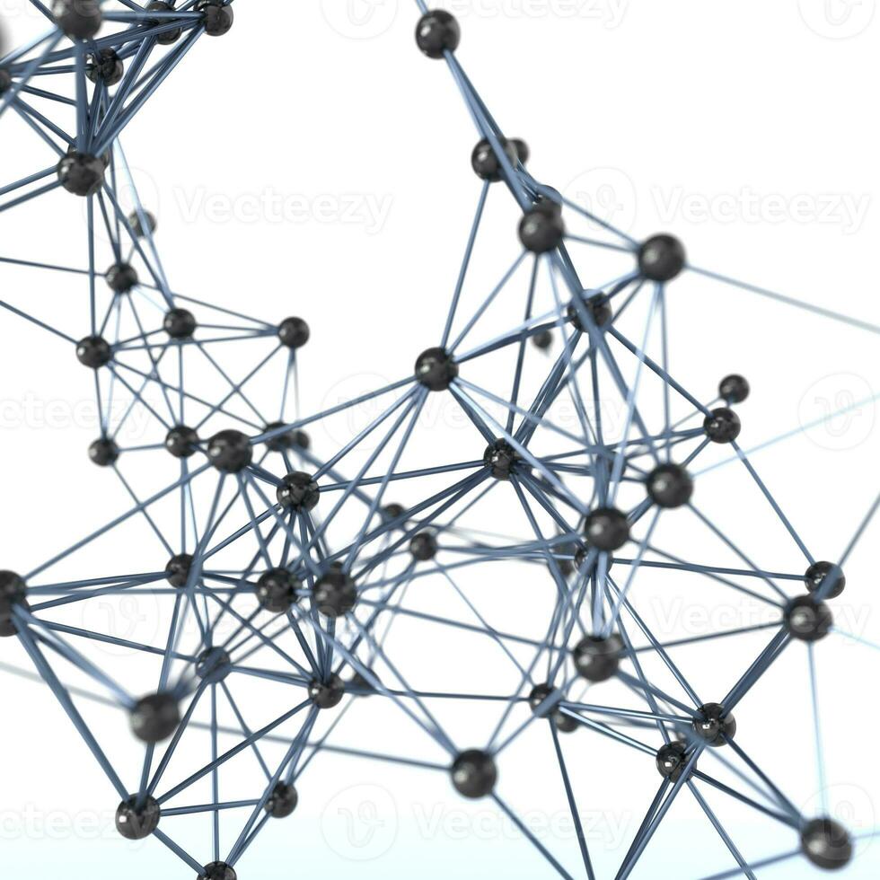Gene lines and nodes, biological gene structure, 3d rendering. photo