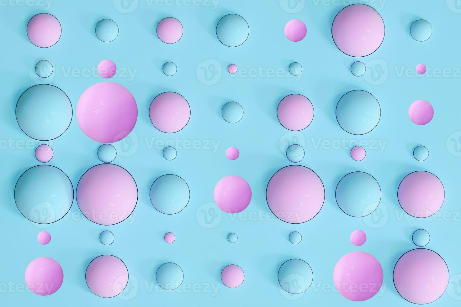 Lots of repeating spheres and wall, 3d rendering. photo