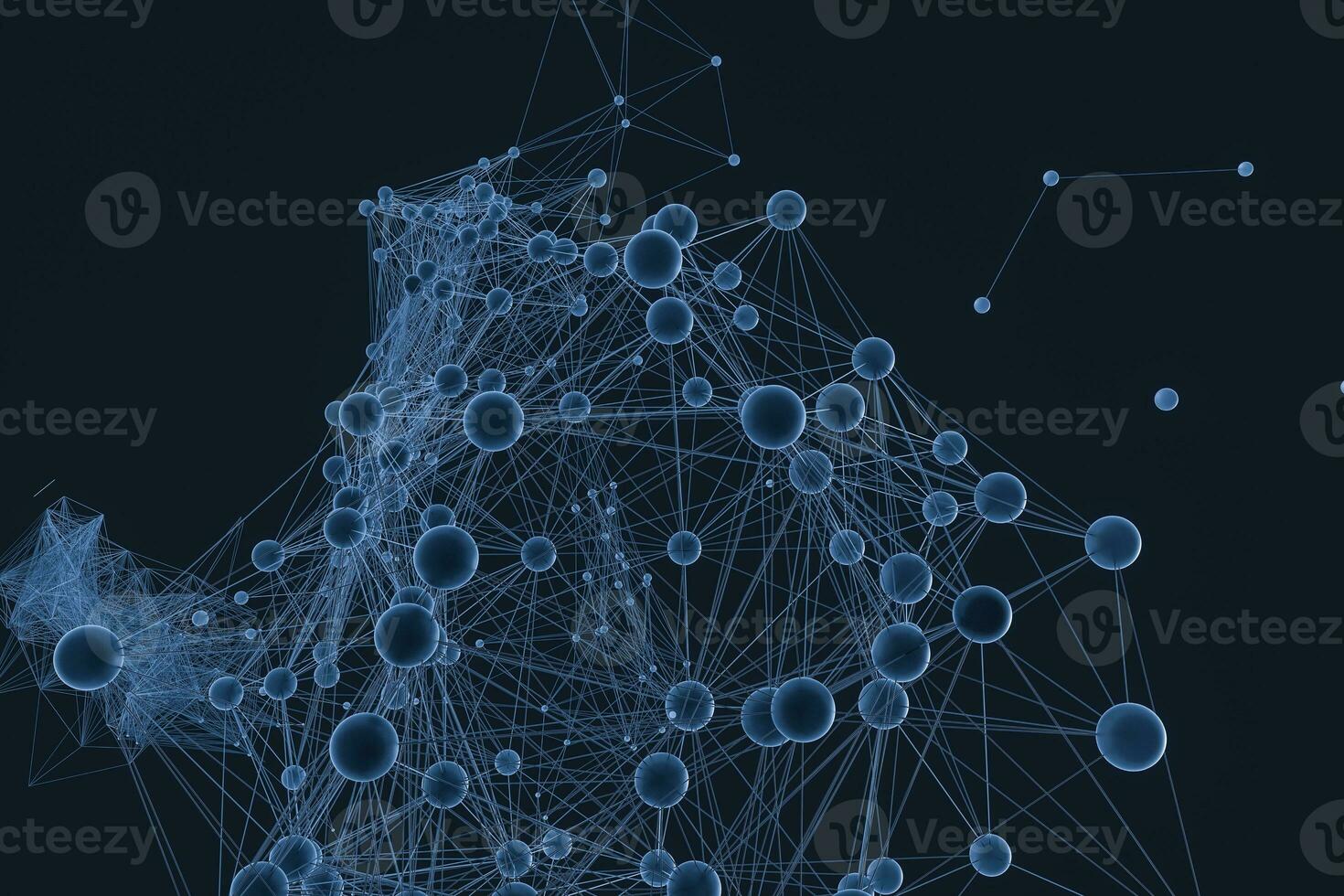 Gene lines and nodes, biological gene structure, 3d rendering. photo