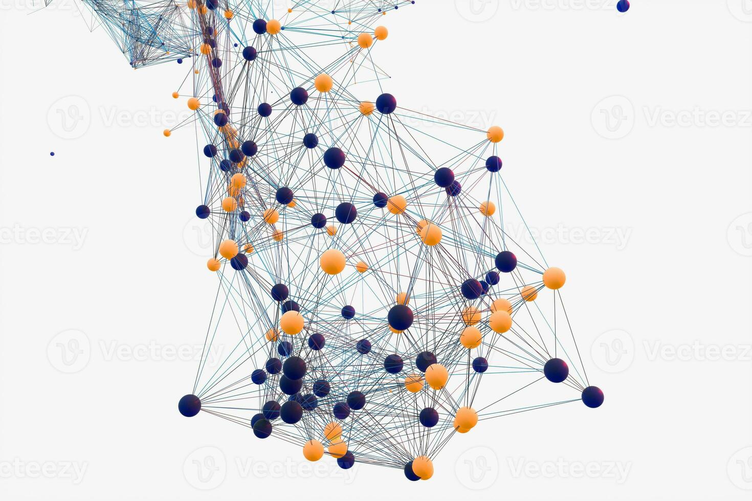 Gene lines and nodes, biological gene structure, 3d rendering. photo