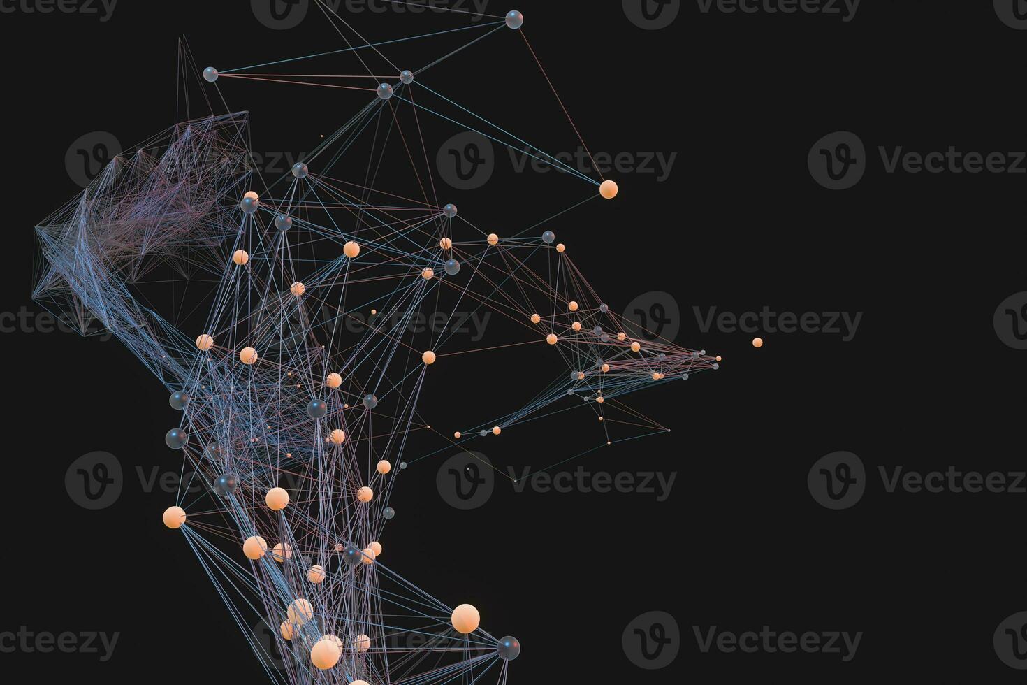 Gene lines and nodes, biological gene structure, 3d rendering. photo