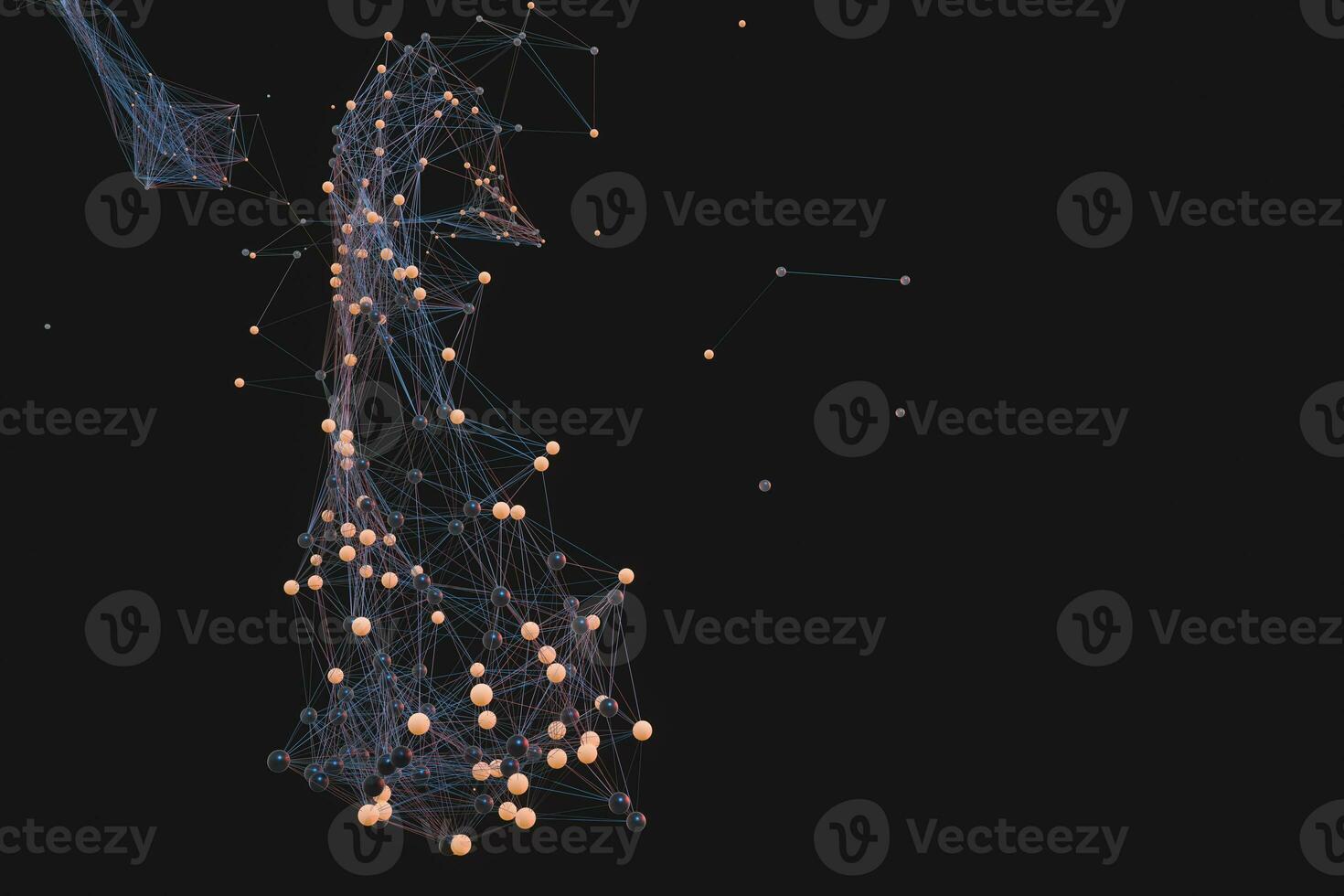 Gene lines and nodes, biological gene structure, 3d rendering. photo