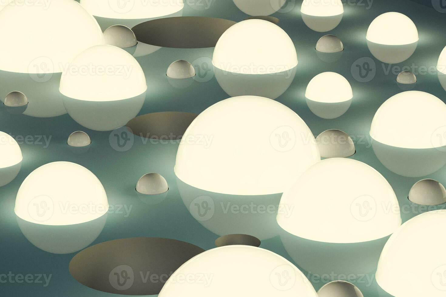 Lots of repeating spheres and wall, 3d rendering. photo