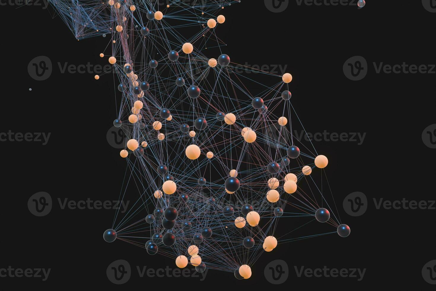 Gene lines and nodes, biological gene structure, 3d rendering. photo