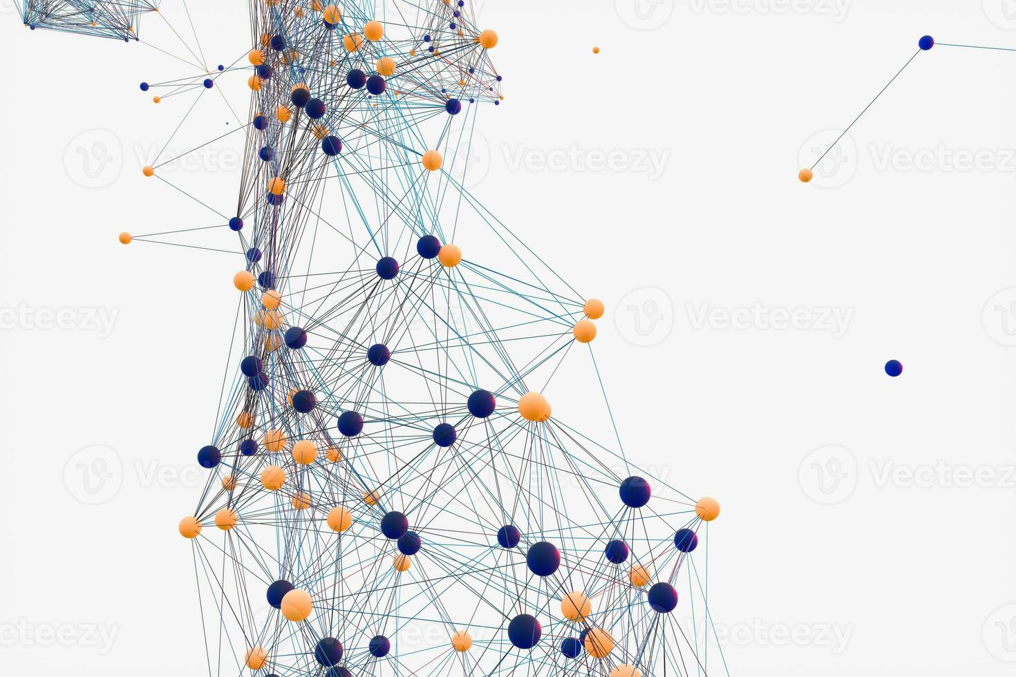 Gene lines and nodes, biological gene structure, 3d rendering. photo