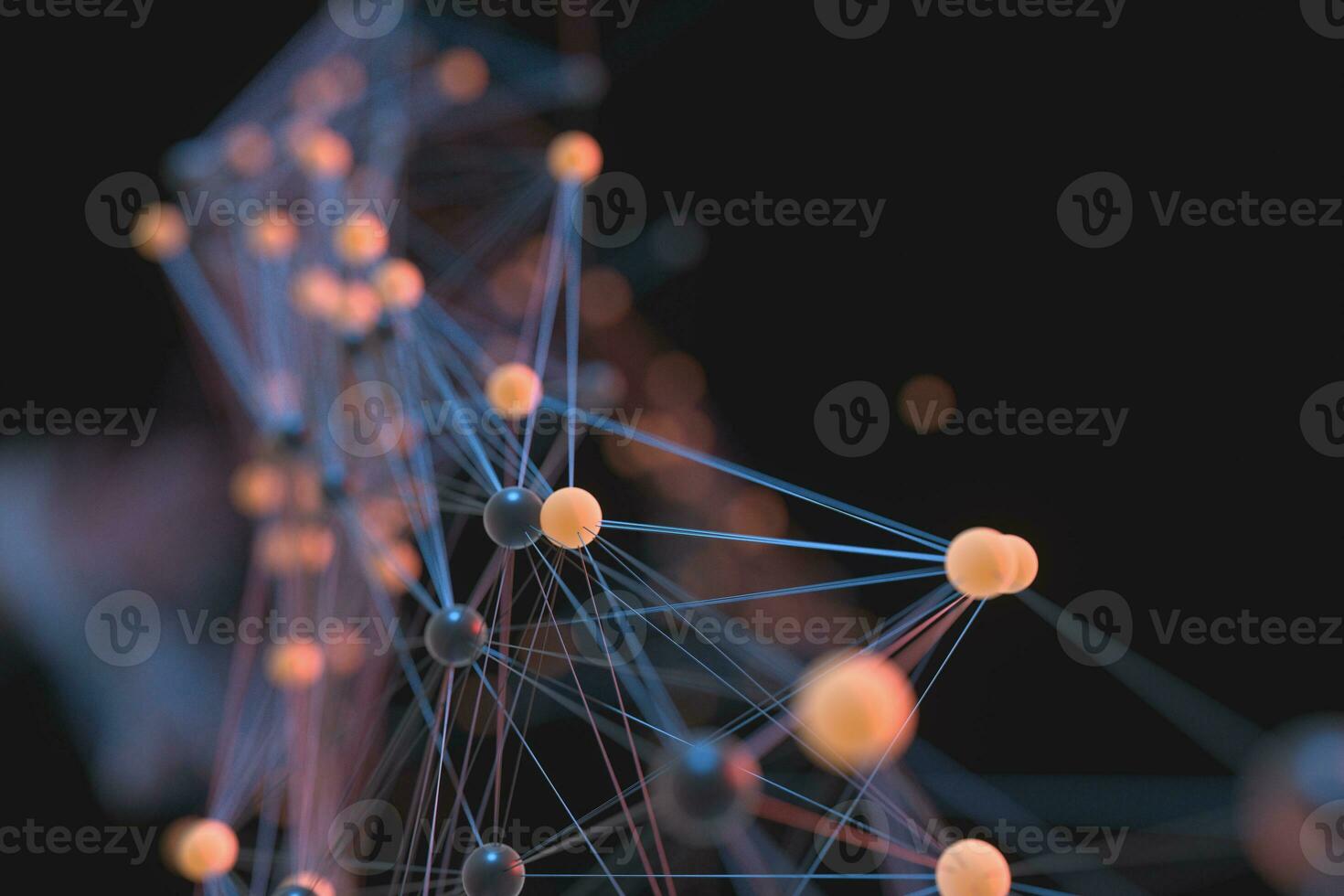 Gene lines and nodes, biological gene structure, 3d rendering. photo