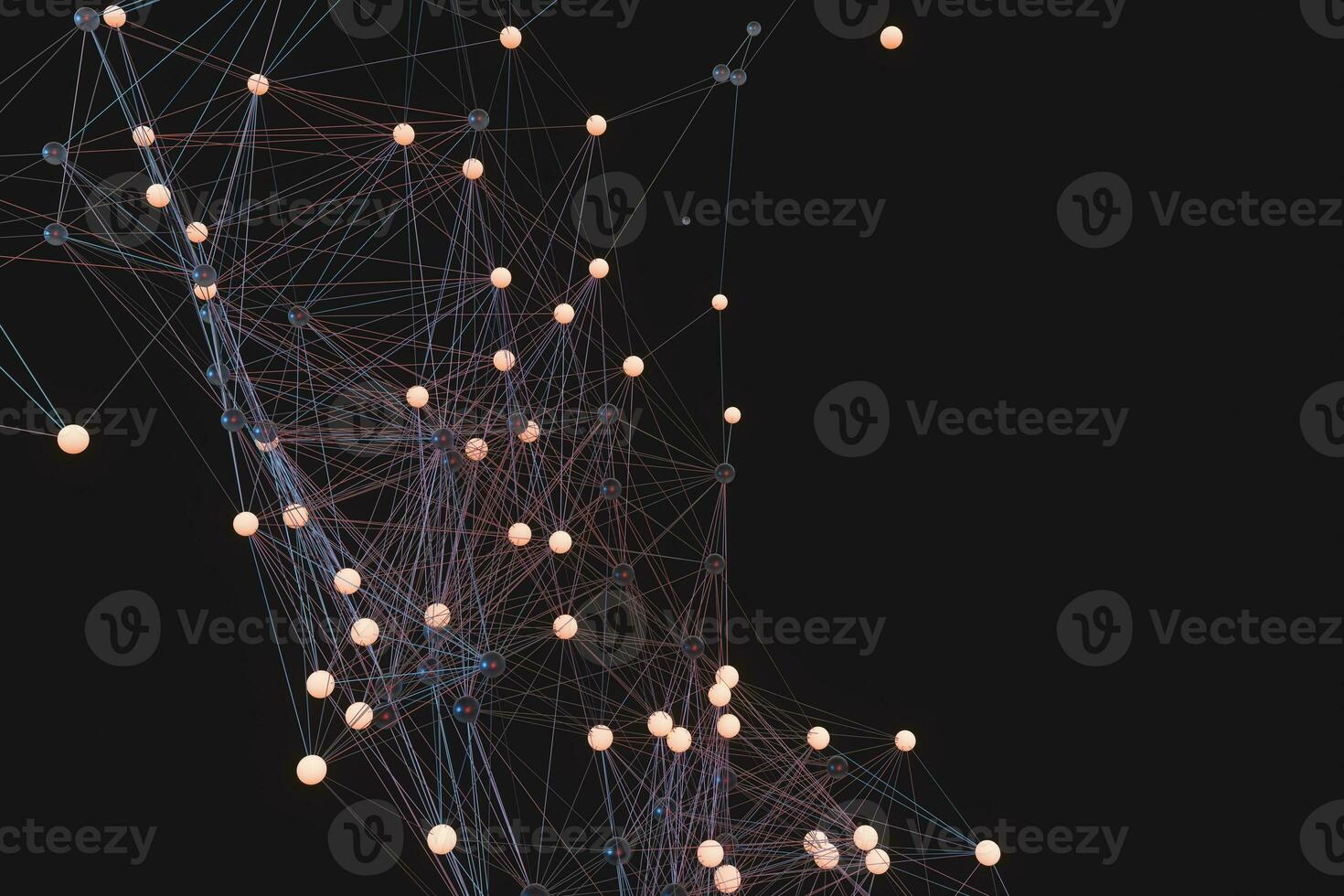 Gene lines and nodes, biological gene structure, 3d rendering. photo