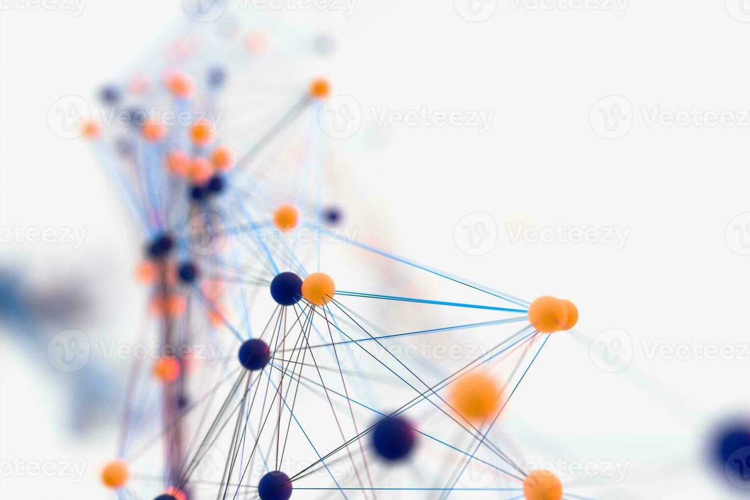 Gene lines and nodes, biological gene structure, 3d rendering. photo