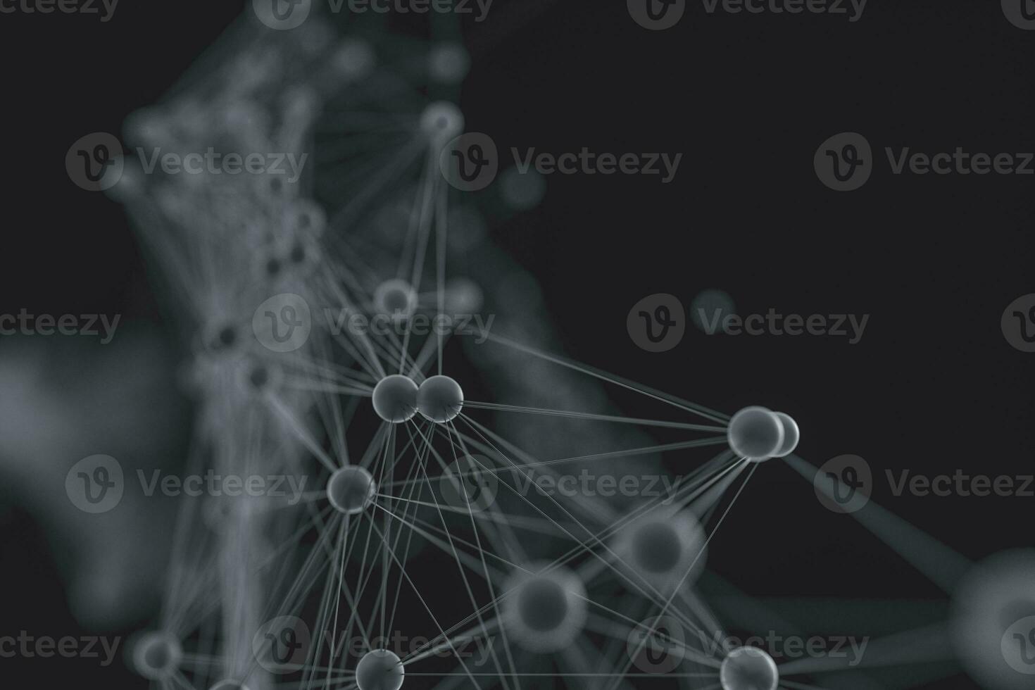 Gene lines and nodes, biological gene structure, 3d rendering. photo