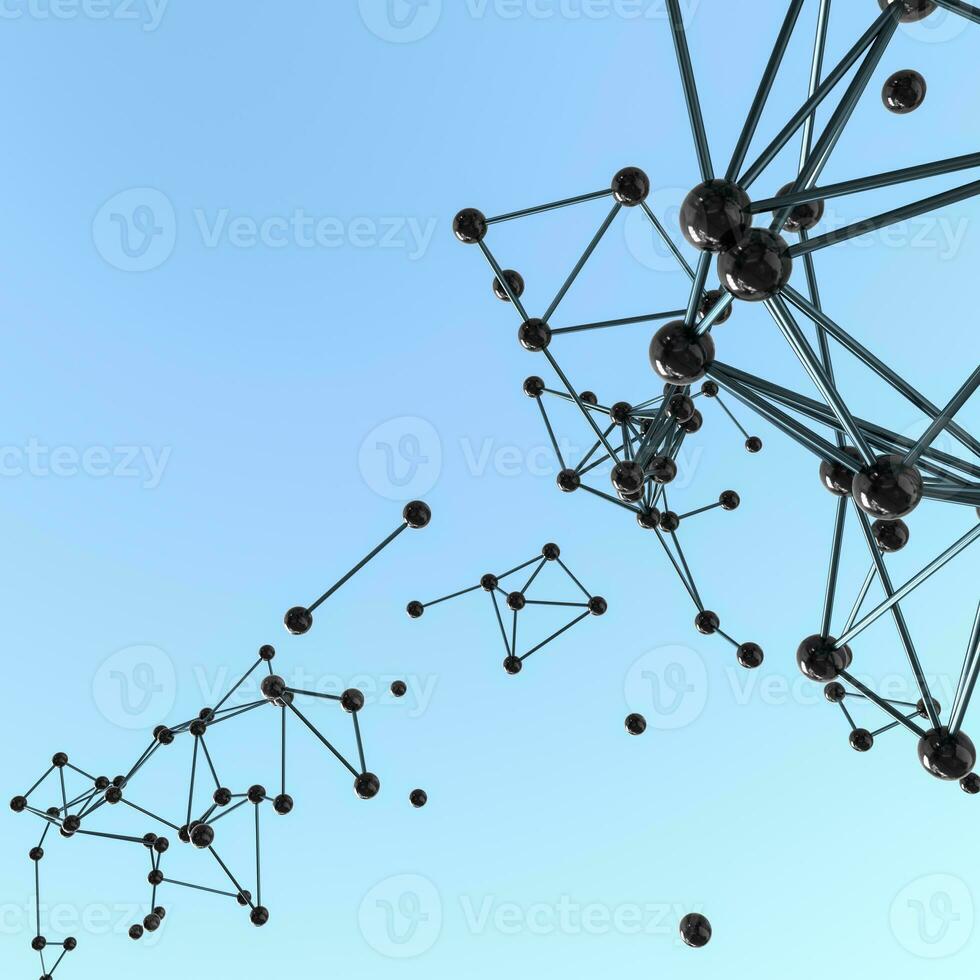 Gene lines and nodes, biological gene structure, 3d rendering. photo