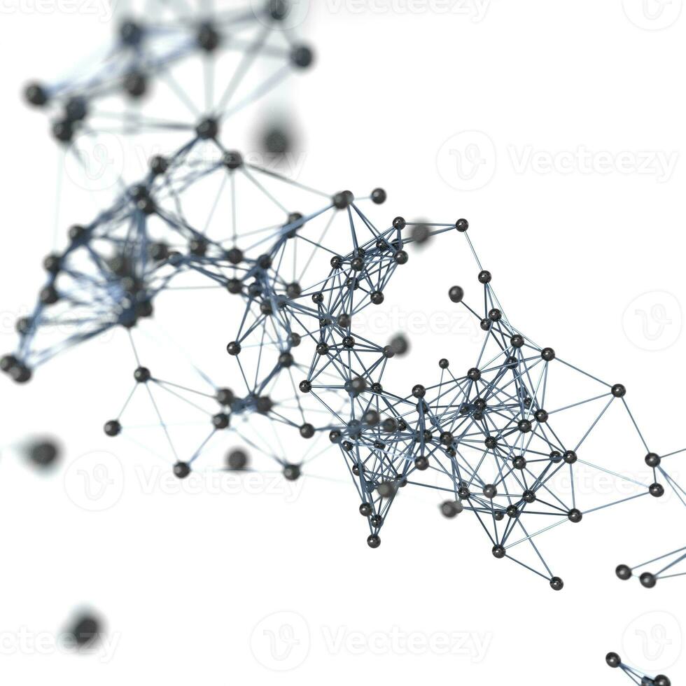 Gene lines and nodes, biological gene structure, 3d rendering. photo