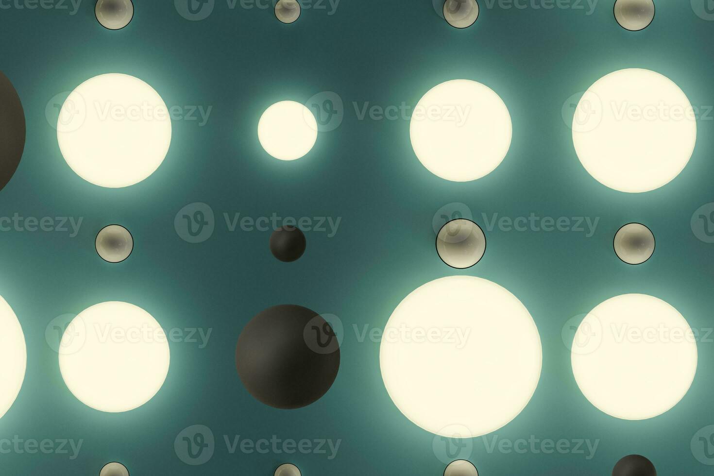Lots of repeating spheres and wall, 3d rendering. photo