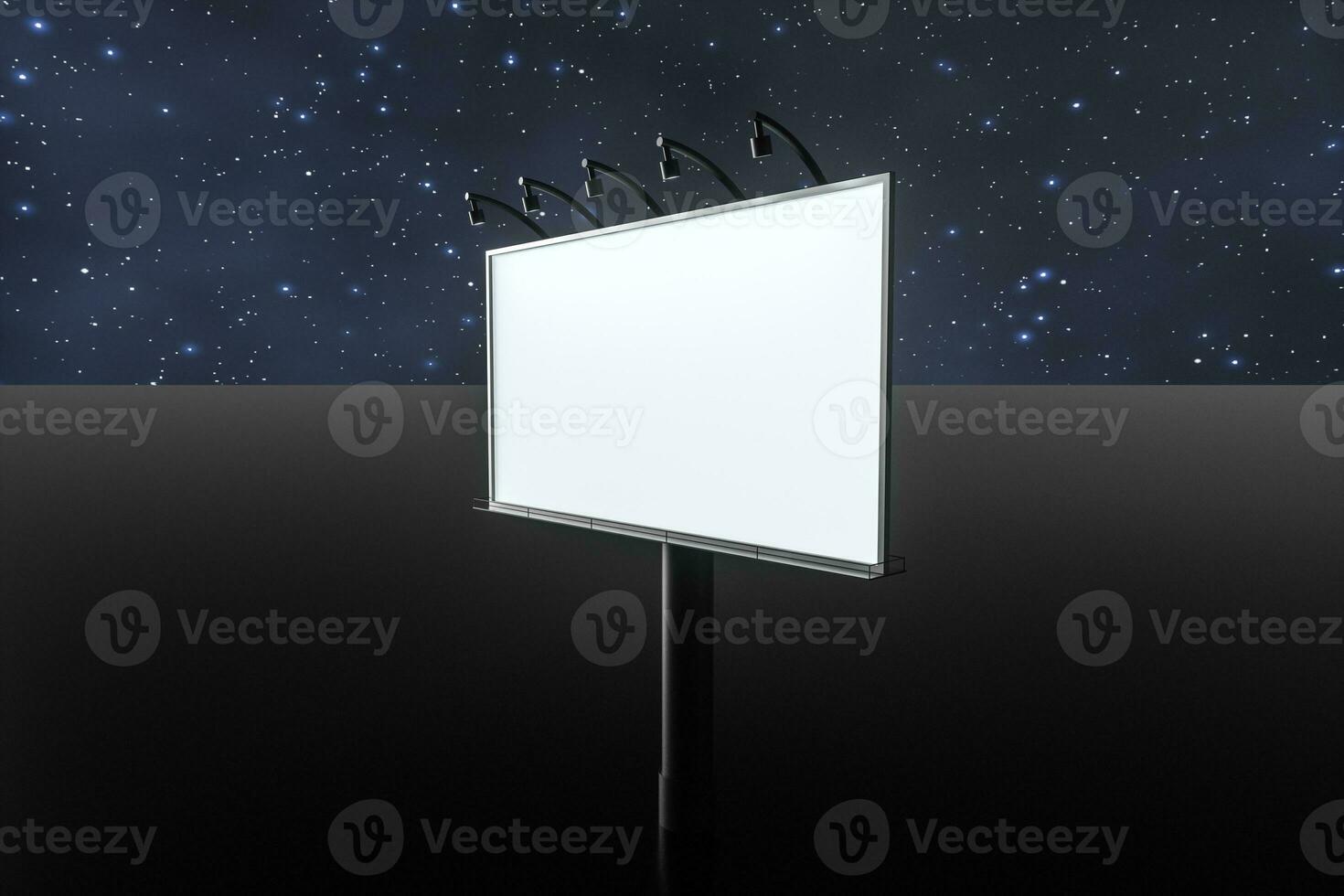 3d rendering, blank advertising board In the night scene photo