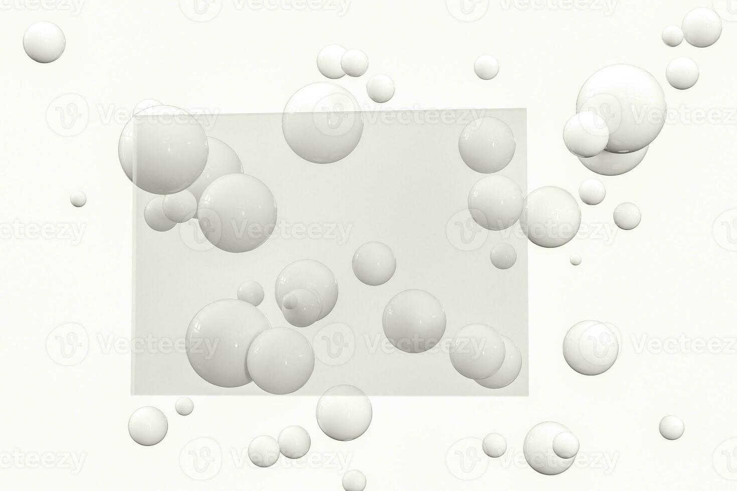 3d rendering, white balls with frame in the middle. photo