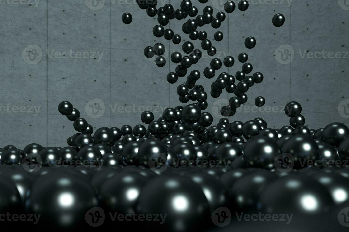 A mass of spheres falling down from above, 3d rendering. photo