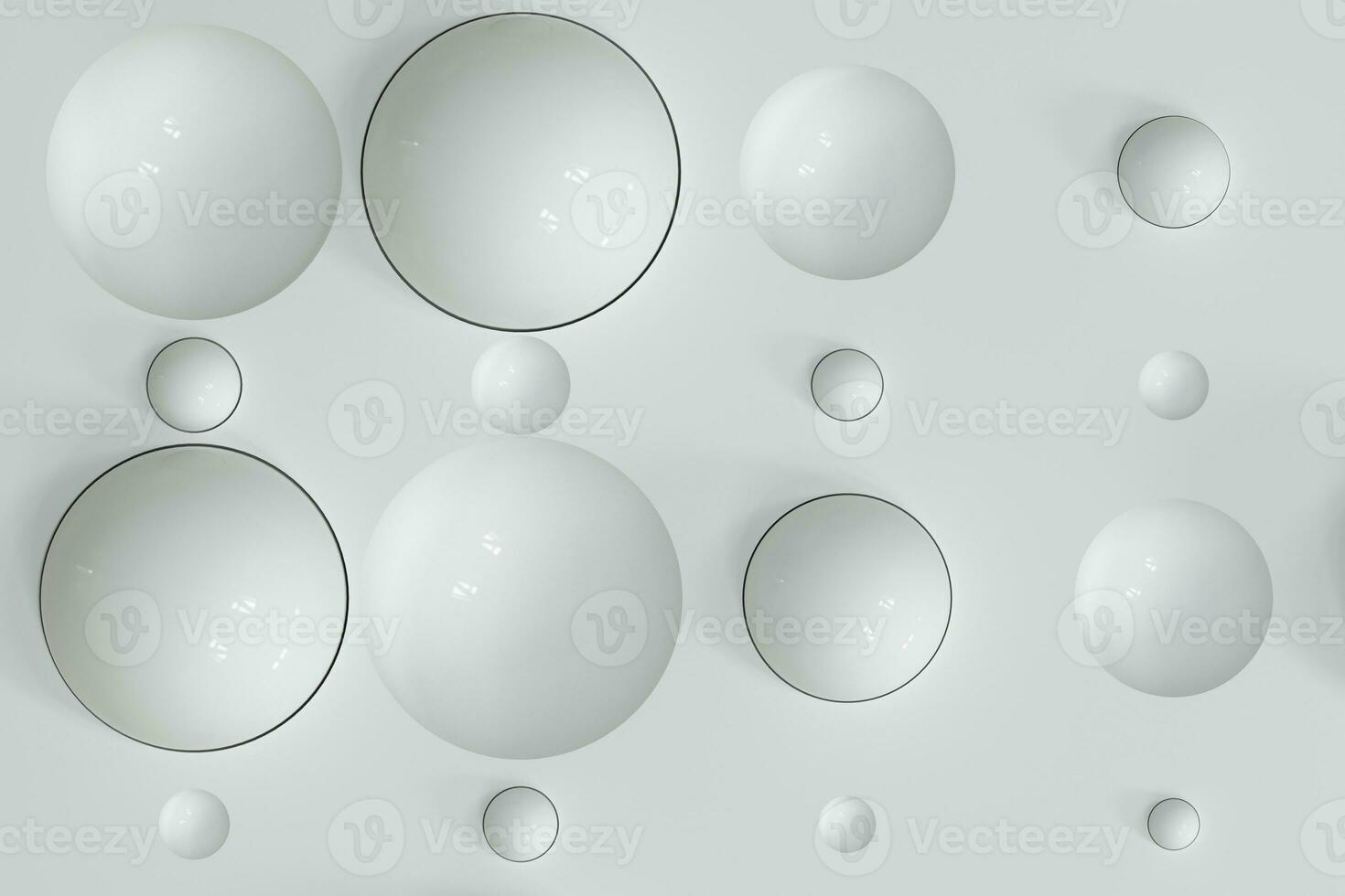 Lots of repeating spheres and wall, 3d rendering. photo