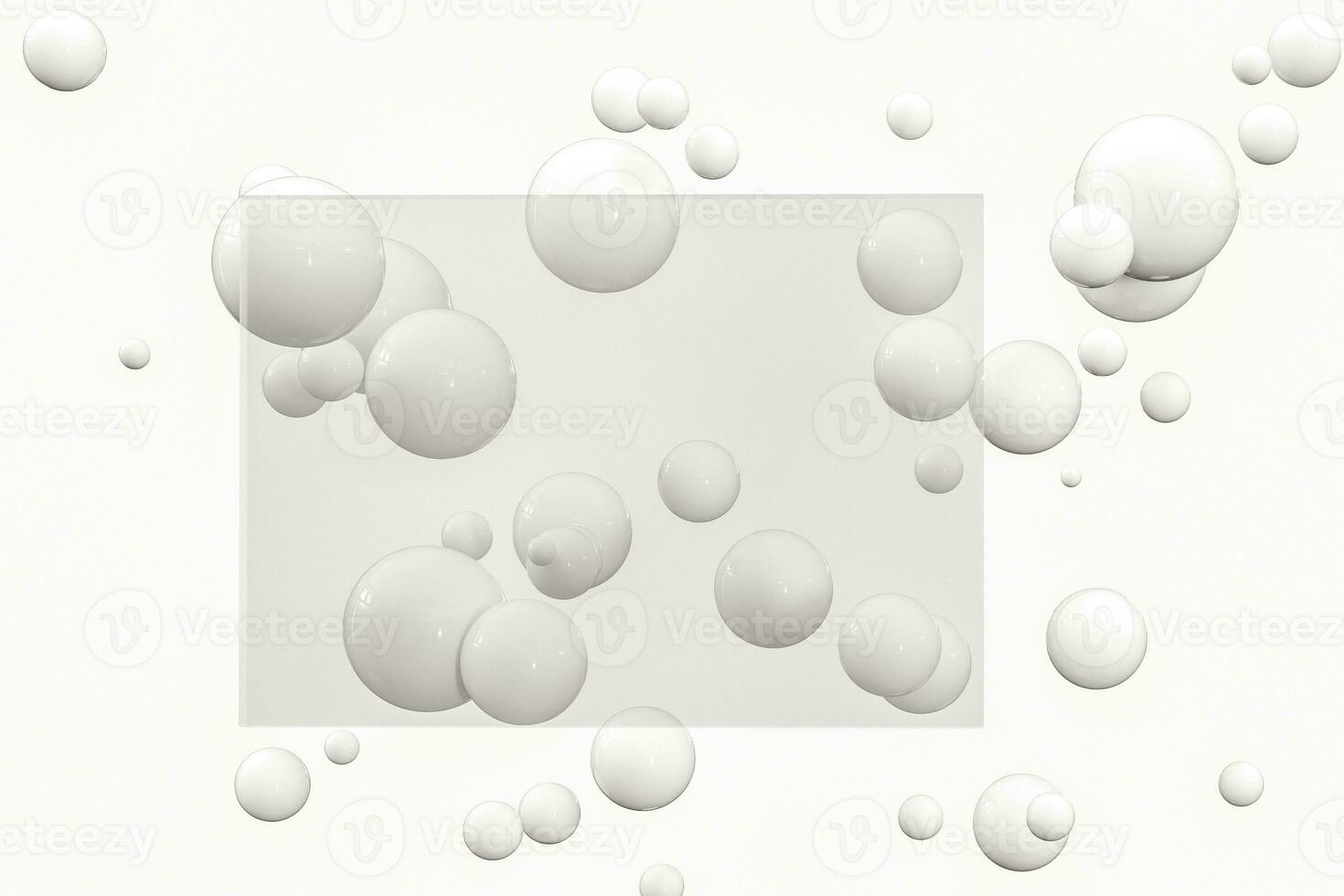 3d rendering, white balls with frame in the middle. photo