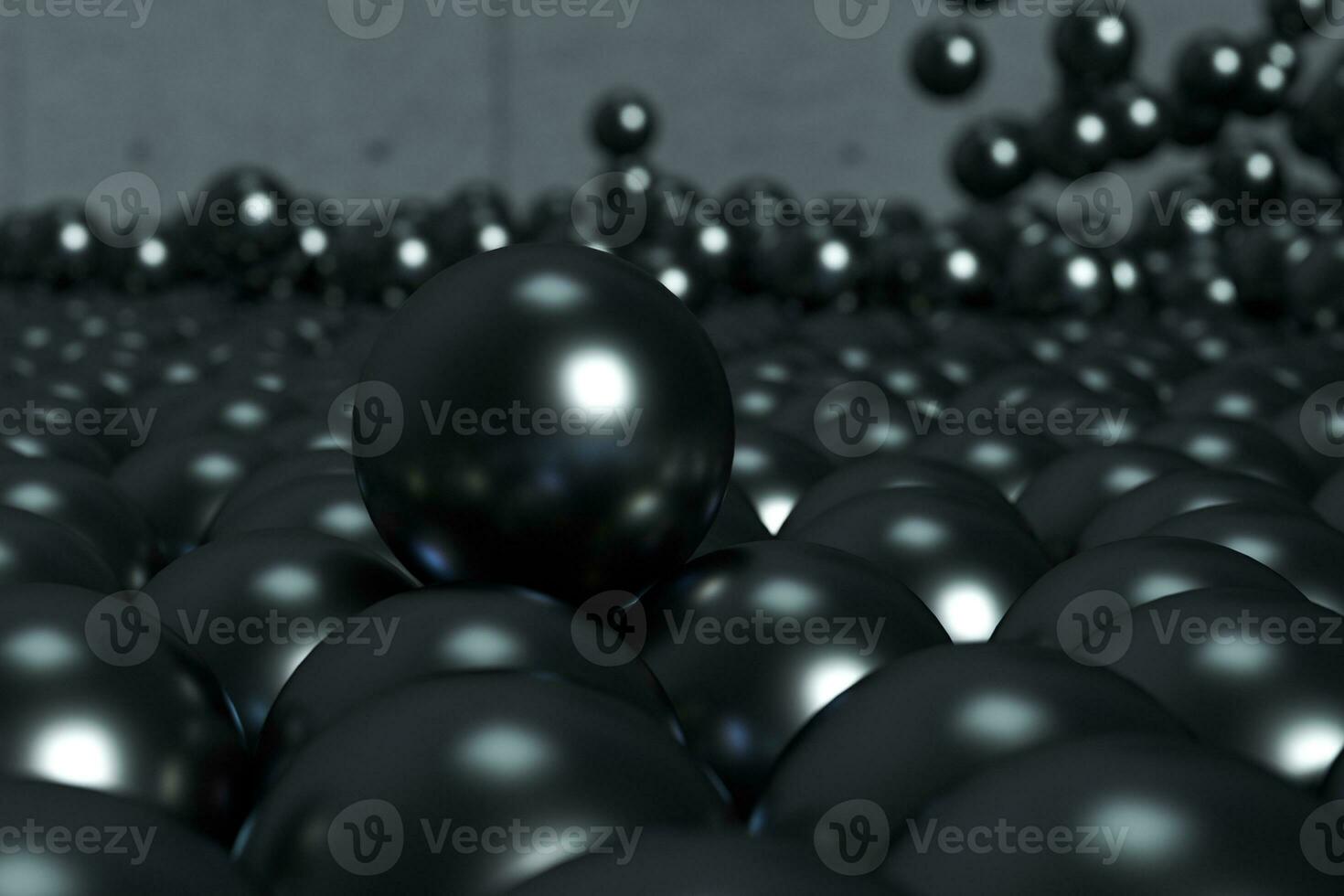 A mass of spheres falling down from above, 3d rendering. photo