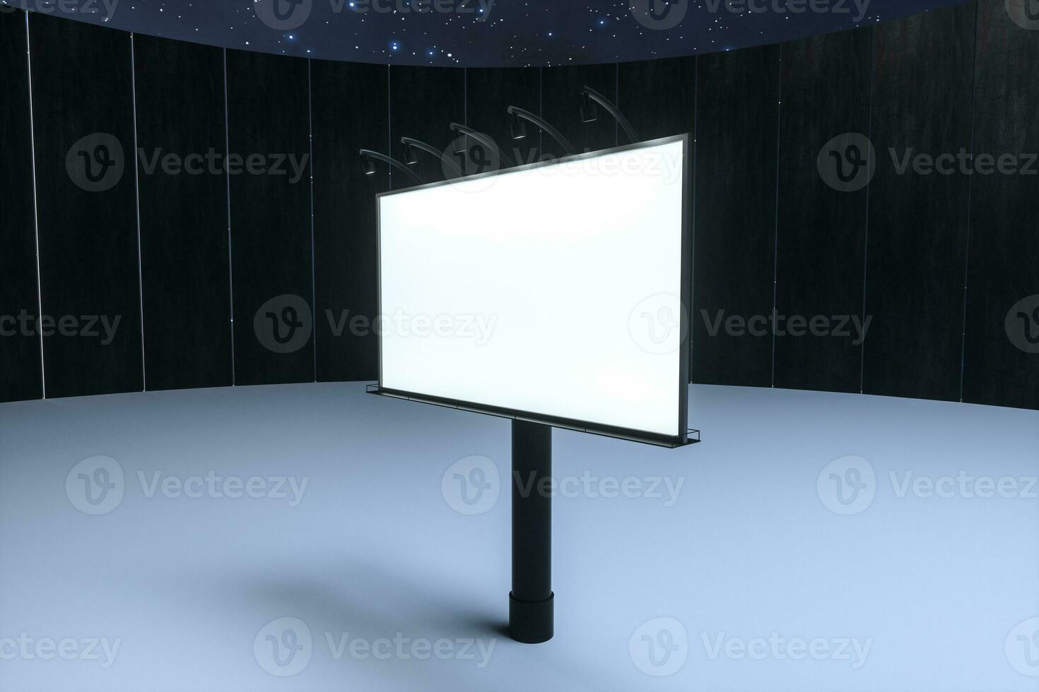 3d rendering, blank advertising board In the night scene photo