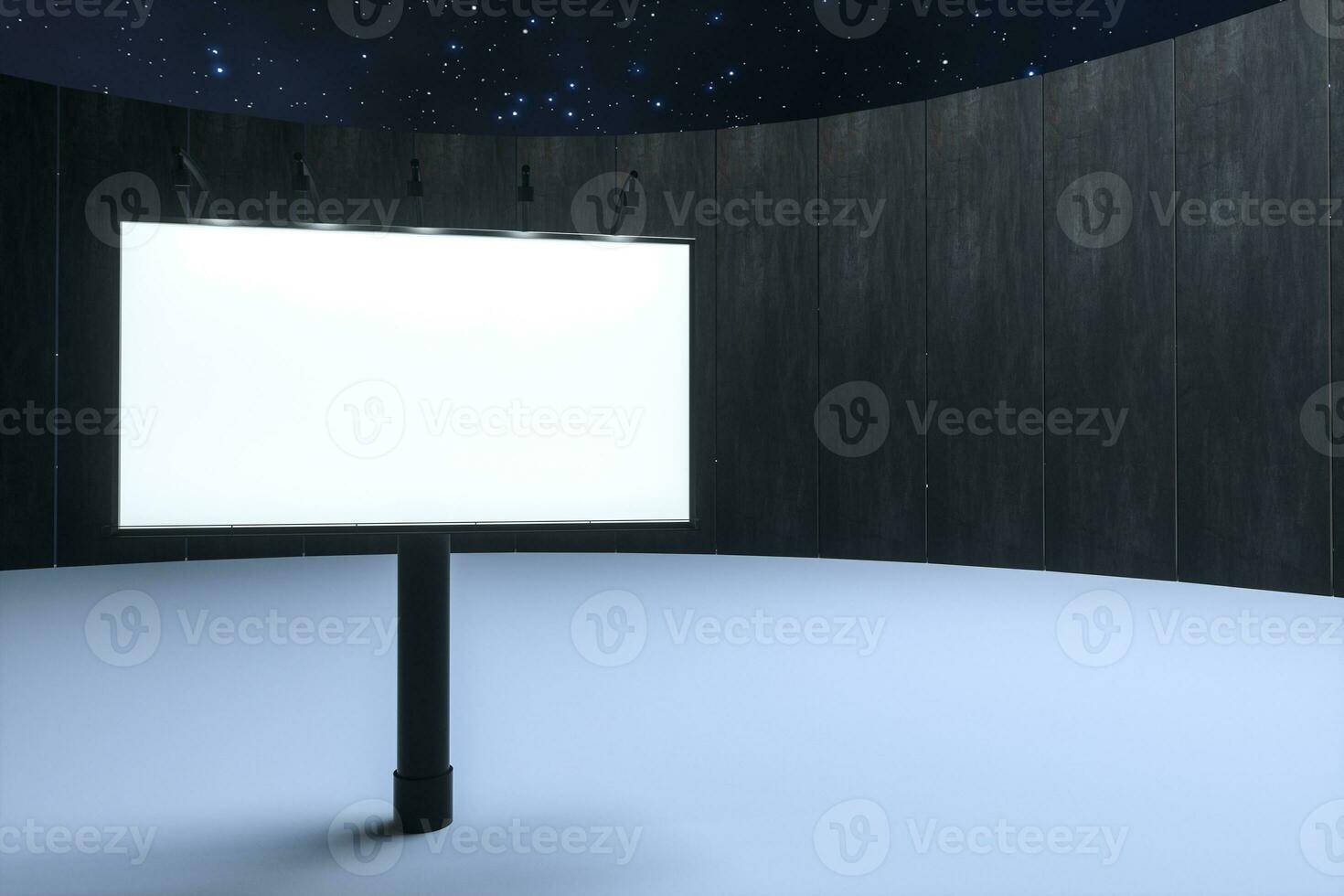 3d rendering, blank advertising board In the night scene photo