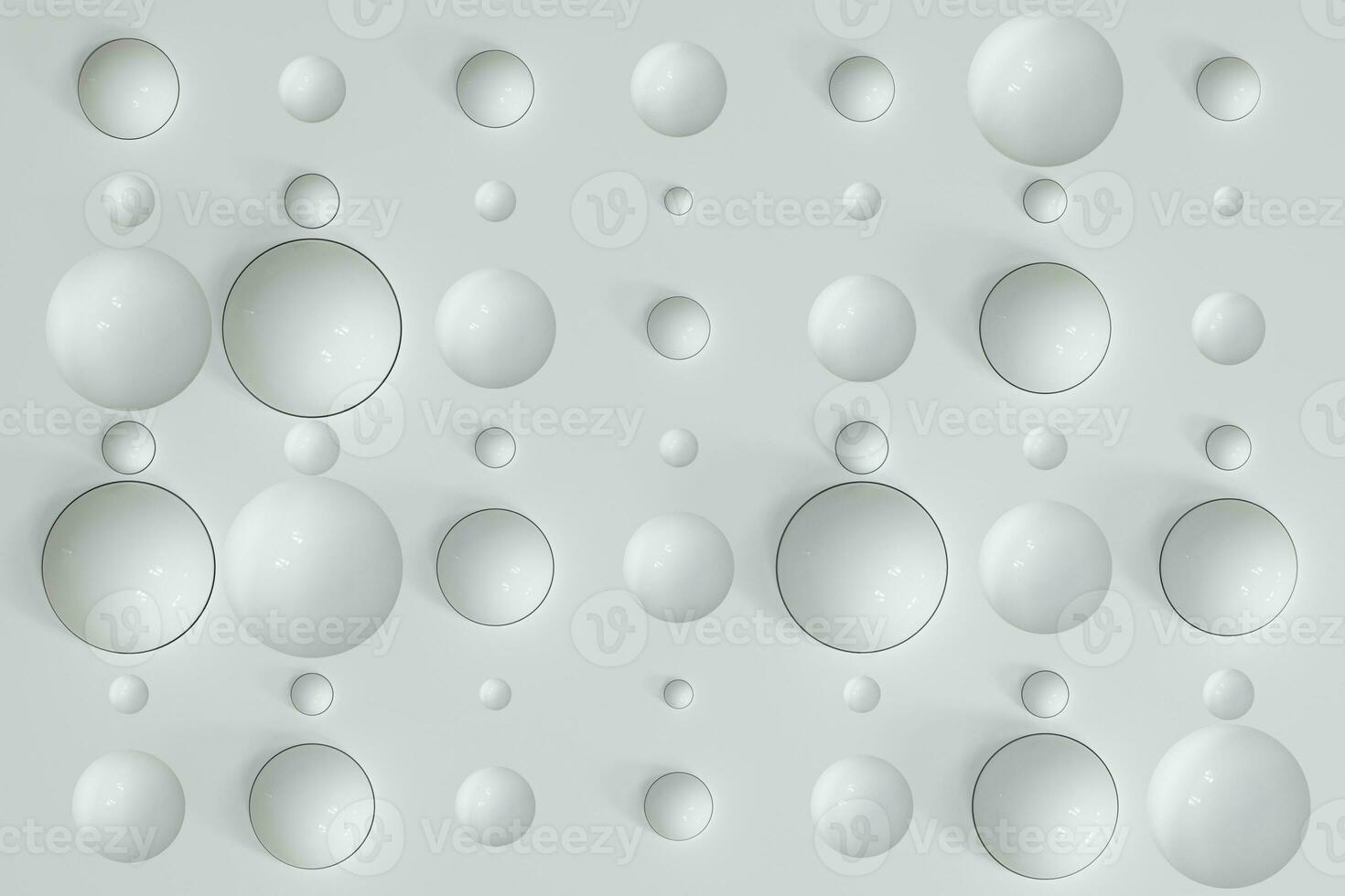 Lots of repeating spheres and wall, 3d rendering. photo