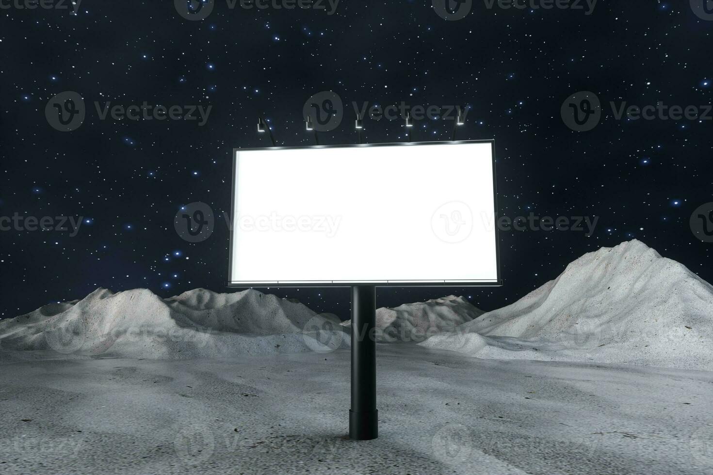 3d rendering, blank advertising board In the night scene photo