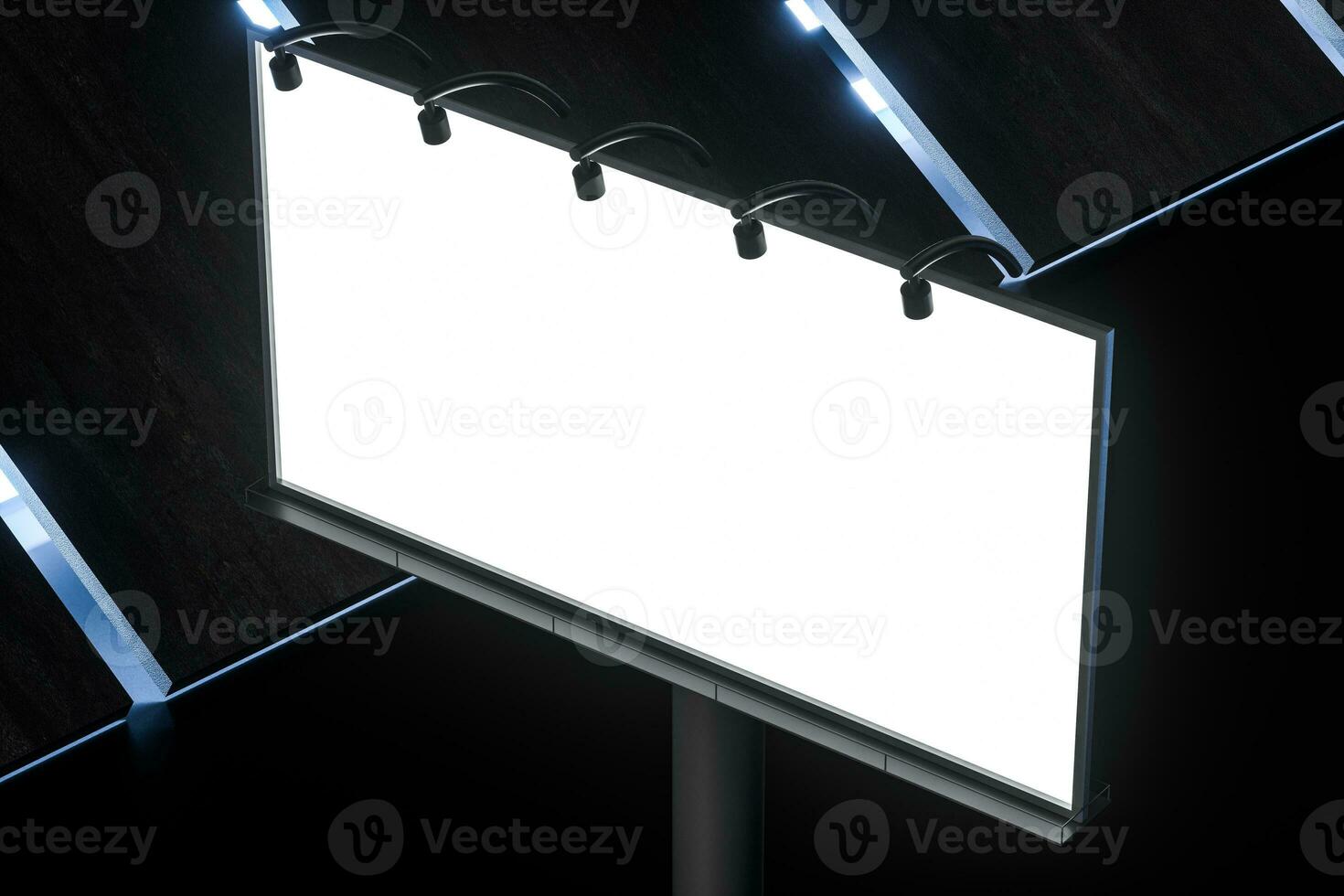 3d rendering, blank advertising board In the night scene photo