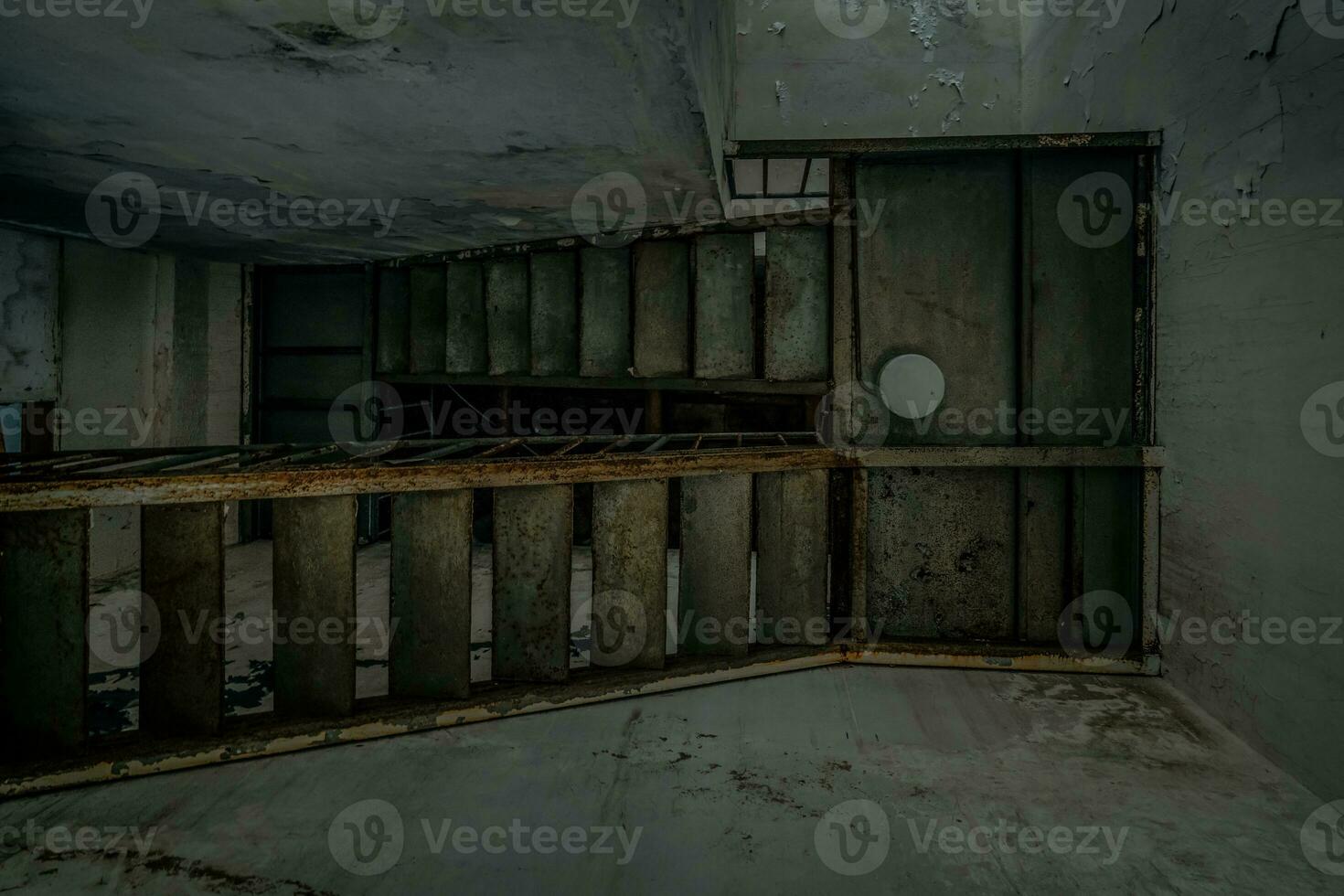 The abandoned industrial building. Fantasy interior scene. photo