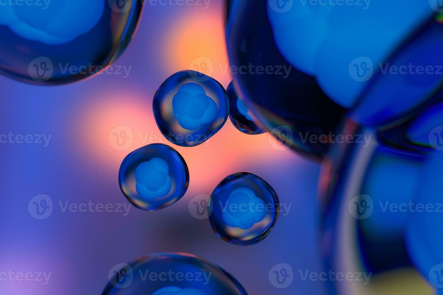 Colorful background and cells, the concept of biotechnology, 3d rendering photo