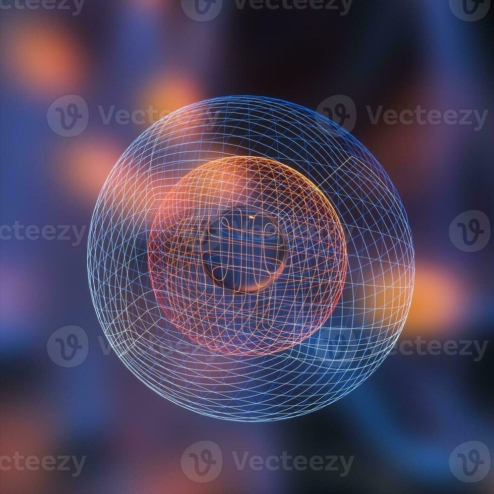 Colorful background and grid of atoms, 3d rendering photo