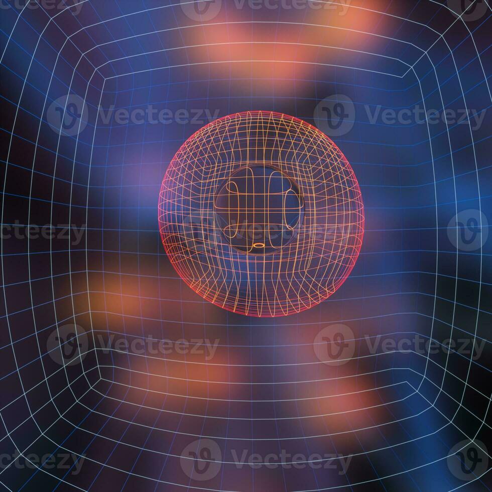 Colorful background and grid of atoms, 3d rendering photo