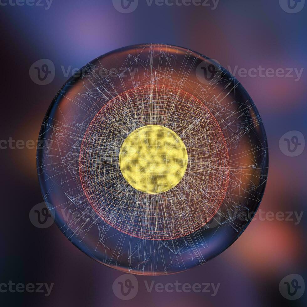 vistoso antecedentes y cuadrícula de átomos, 3d representación foto