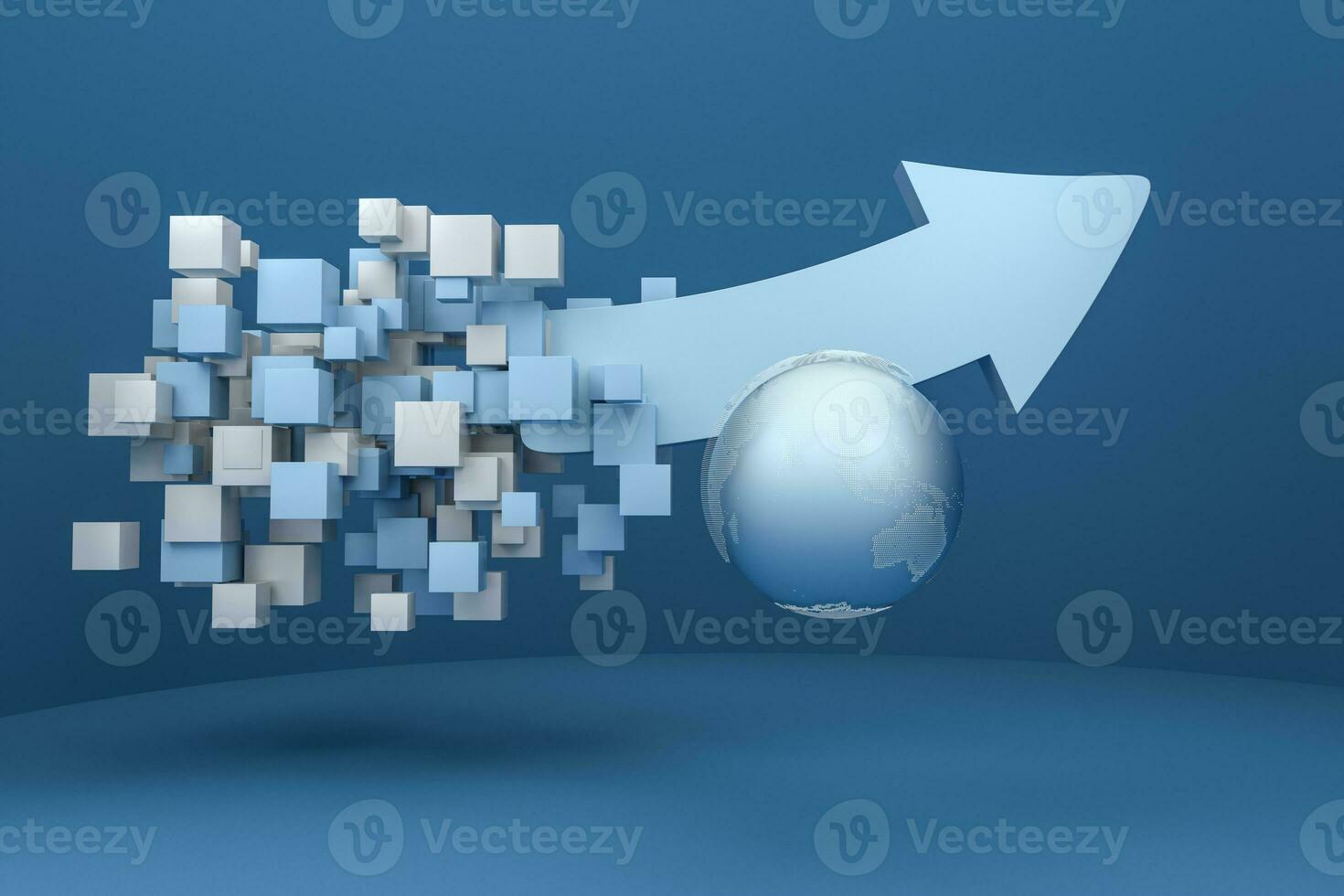3d rendering, 3d model of arrow, the concept of development and direction photo
