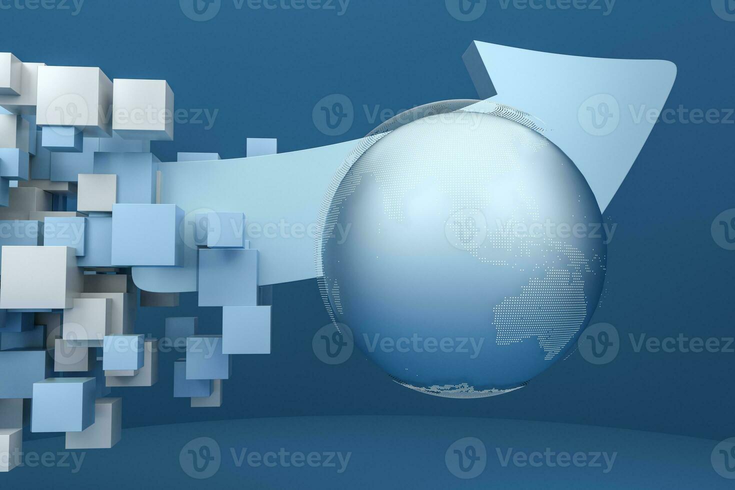 3d rendering, 3d model of arrow, the concept of development and direction photo