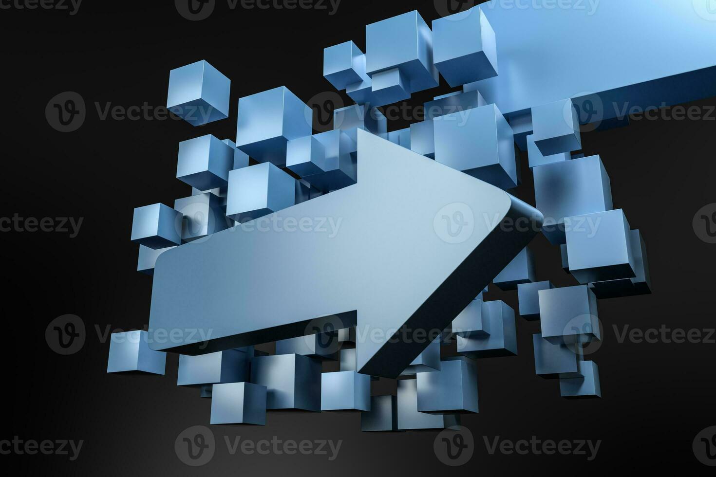 3d rendering, 3d model of arrow, the concept of development and direction photo