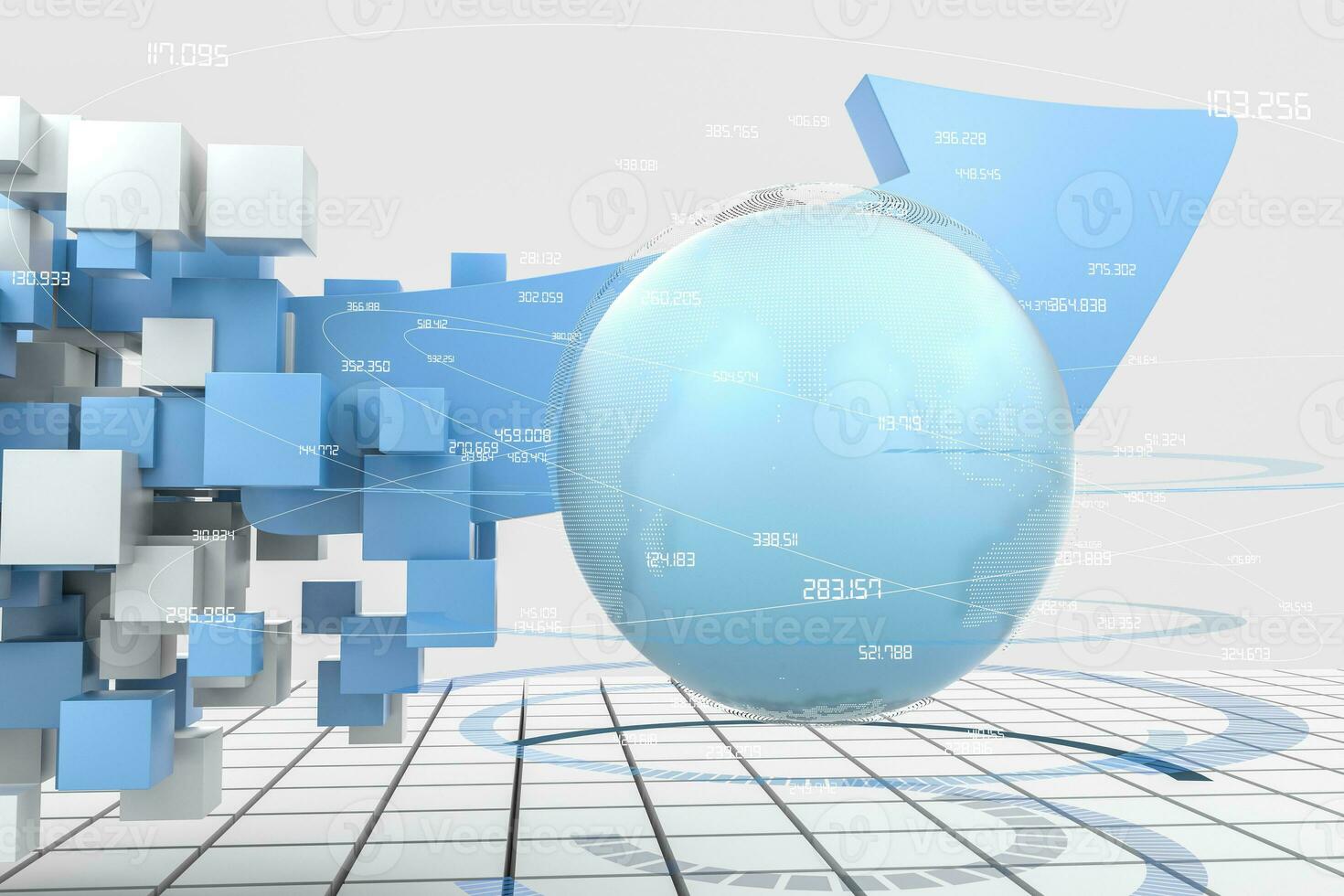3d rendering, 3d model of arrow, the concept of development and direction photo