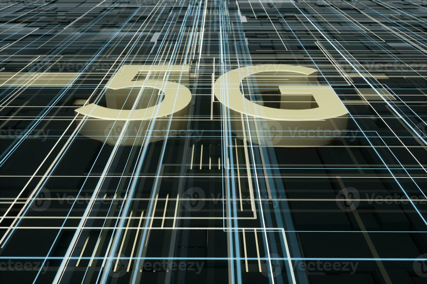 3d rendering, 5g font and circuit background photo