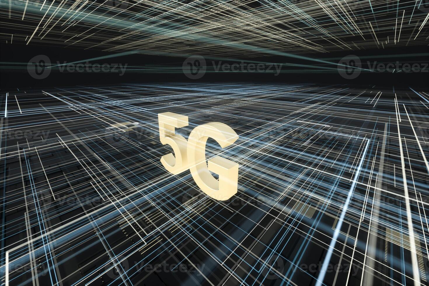 3d rendering, 5g font and circuit background photo