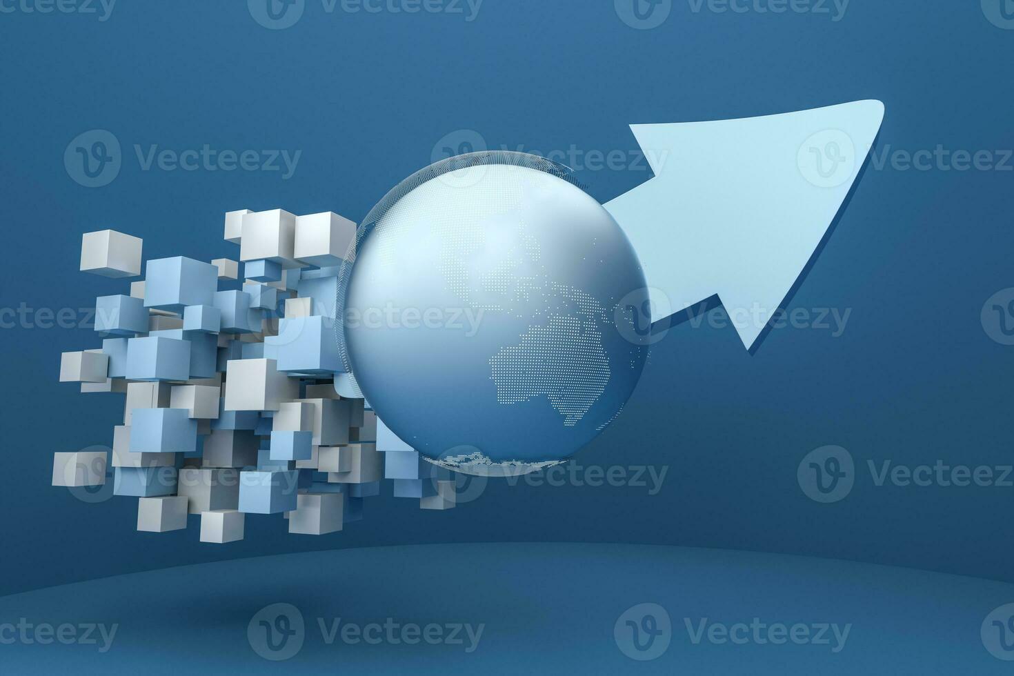 3d rendering, 3d model of arrow, the concept of development and direction photo