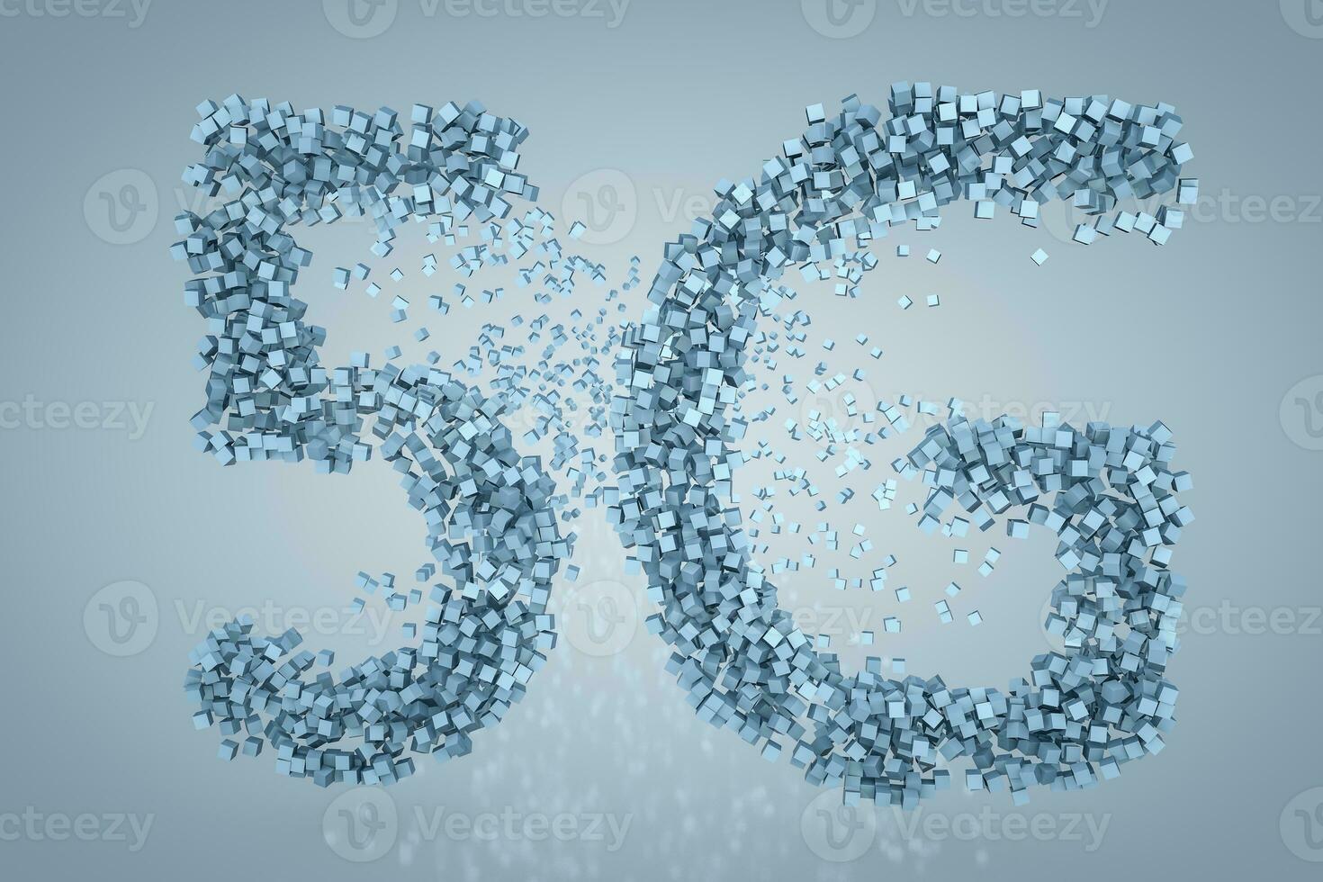 5G font design, 3d rendering photo