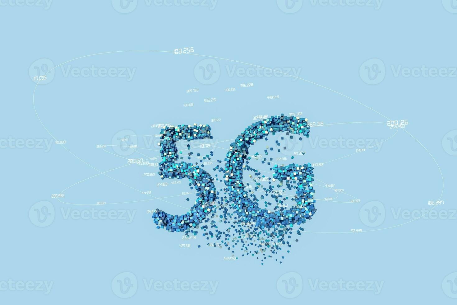 5G font design, 3d rendering photo