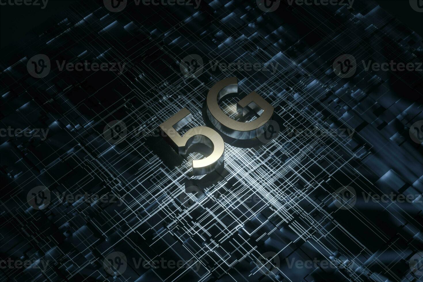 3d rendering, 5g font and circuit background photo