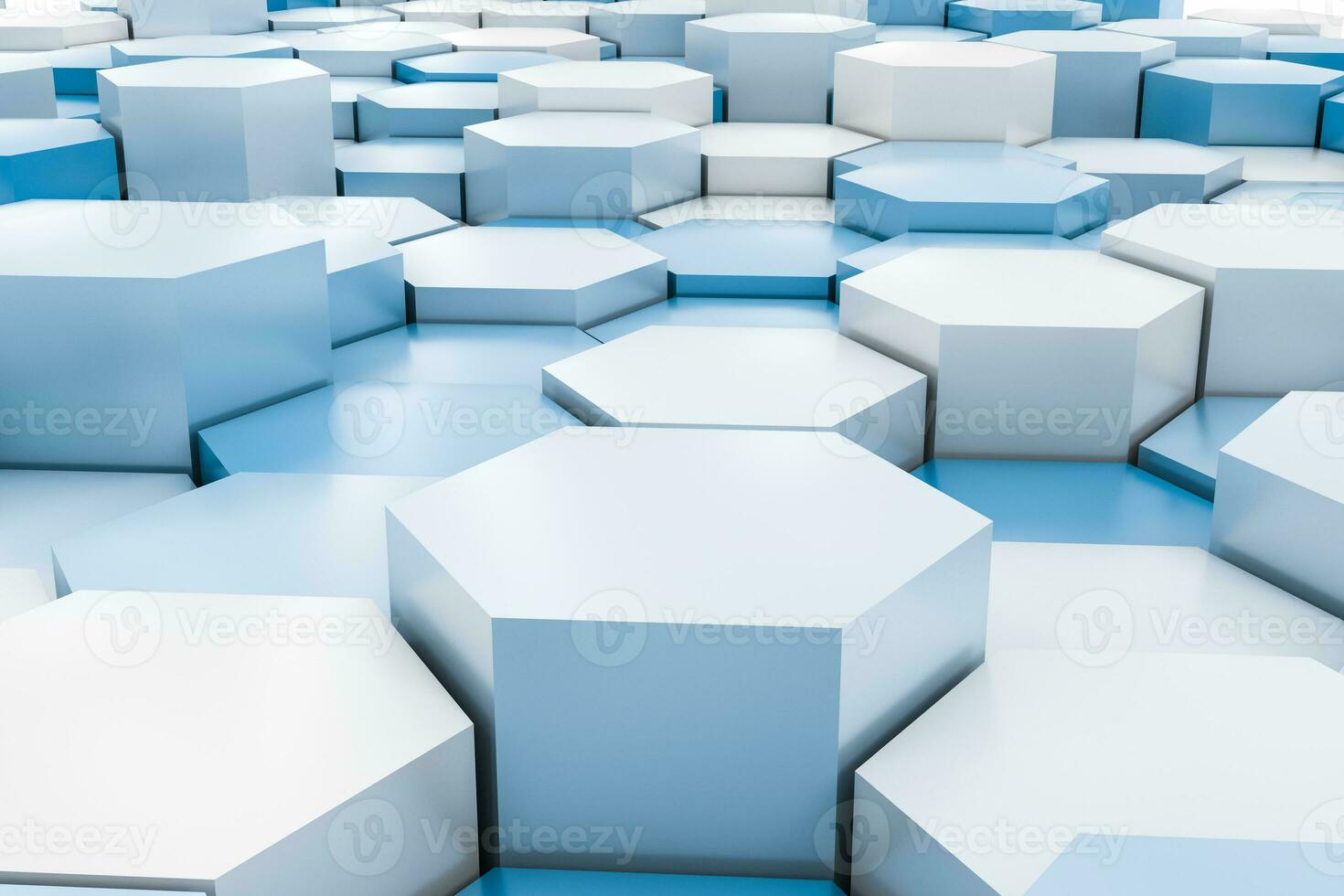 3d rendering, white hexagon cubes. photo