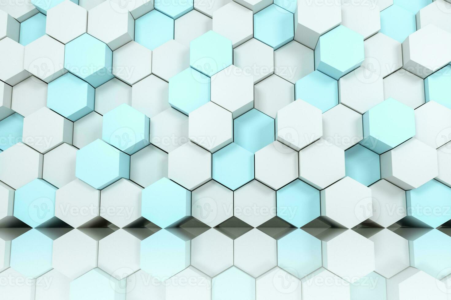 3d rendering, white hexagon cubes. photo