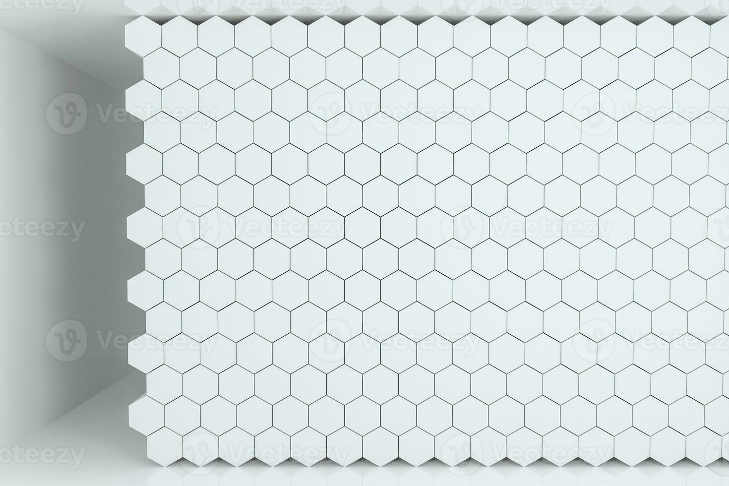 3d rendering, white hexagon cubes. photo