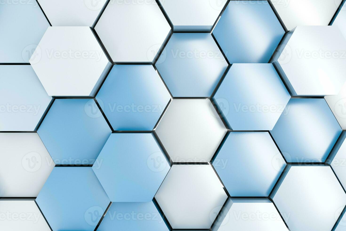 3d rendering, white hexagon cubes. photo