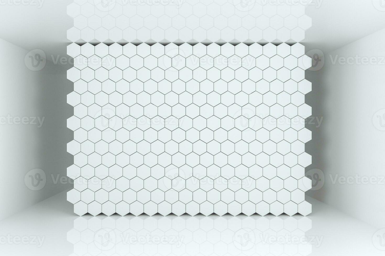 3d rendering, white hexagon cubes. photo