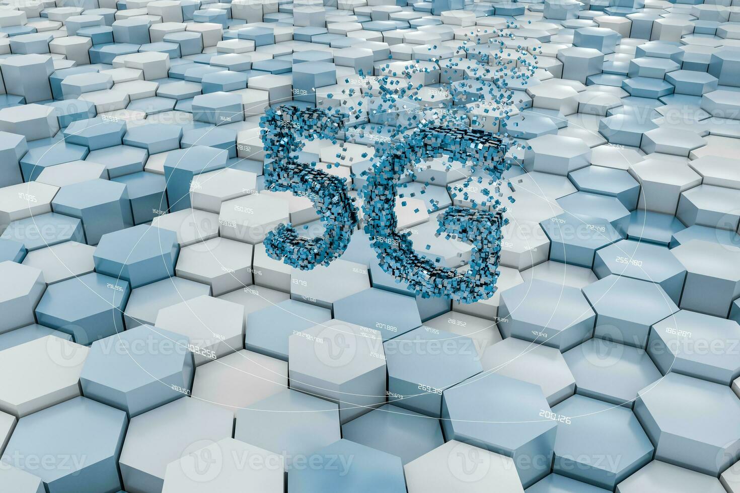 5G font design, 3d rendering photo