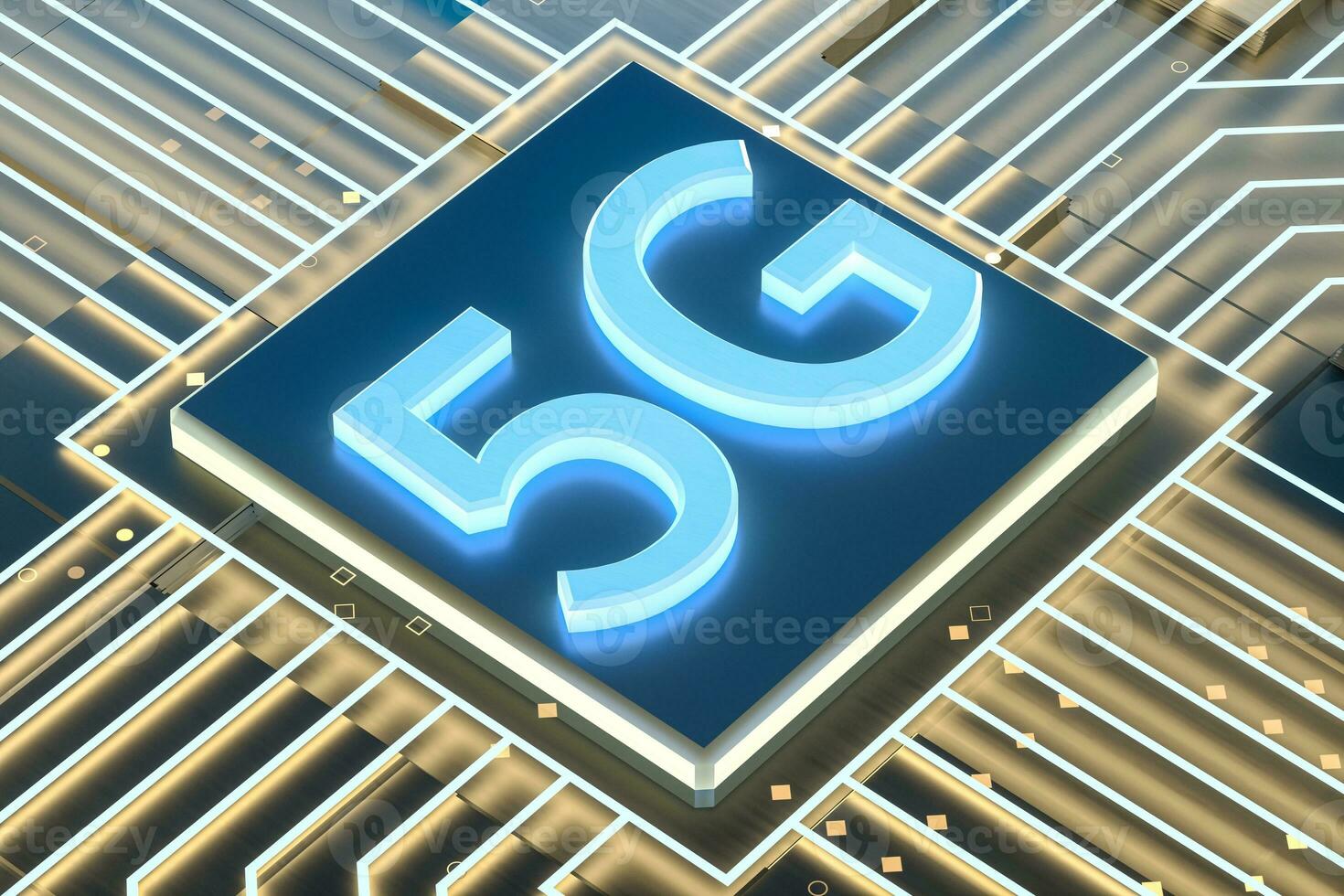 3d rendering, 5g font and circuit background photo